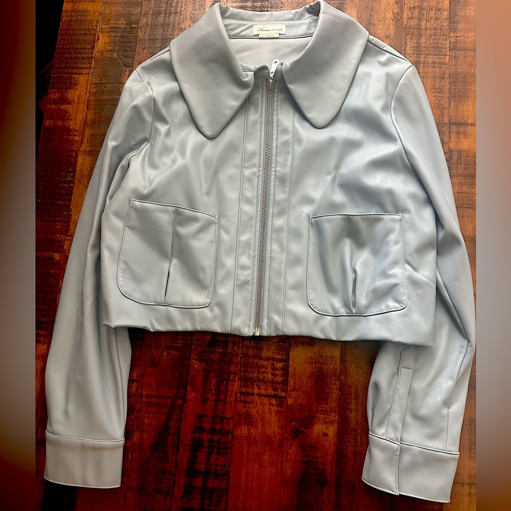 Lovers & Friends Revolve Light Blue Faux Leather Jacket